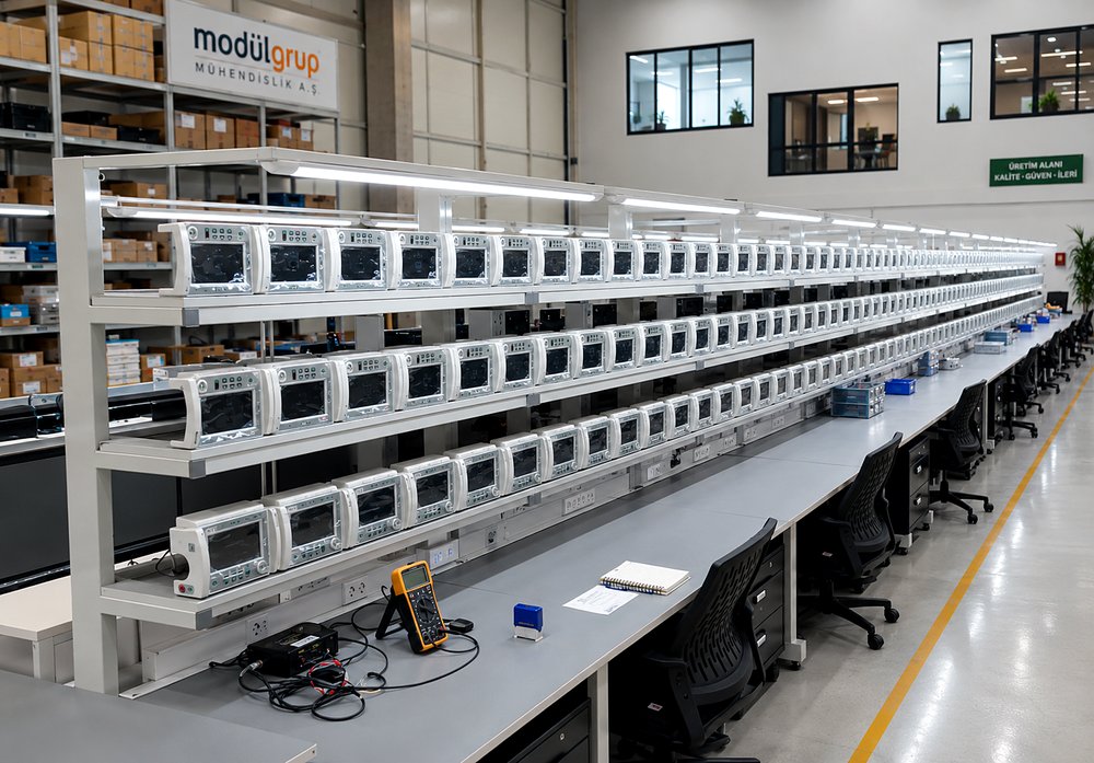 Üretim hattında montaj ve test aşaması