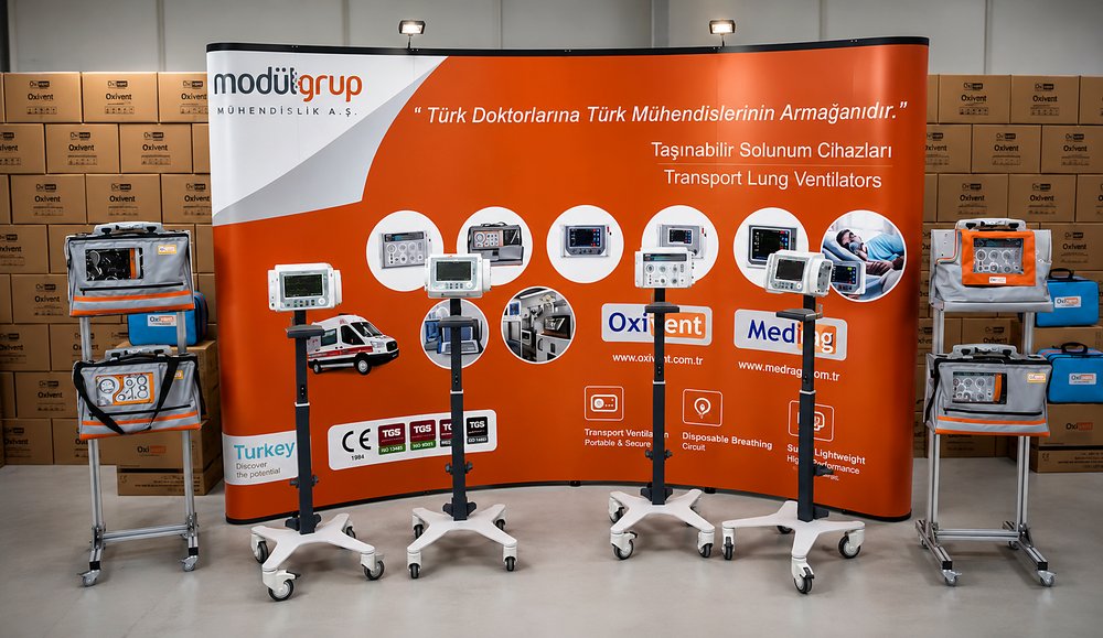 Sektörel bir fuarda Modül Grup Oxivent ve Medrag standı